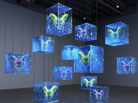  玻璃艺术装置 蝴蝶装置3d模型 
