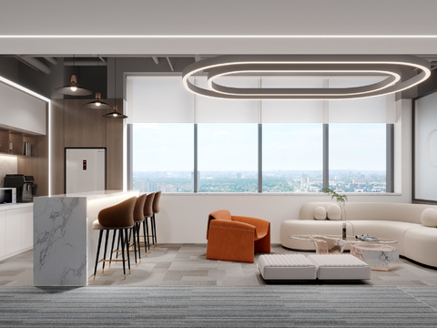  办公室茶水间 休息区3d模型 