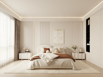 奶油风卧室 主卧 主人房3d模型