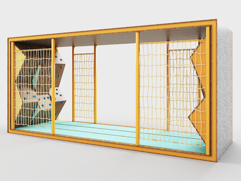  游乐器材 攀岩墙 绳网3d模型 