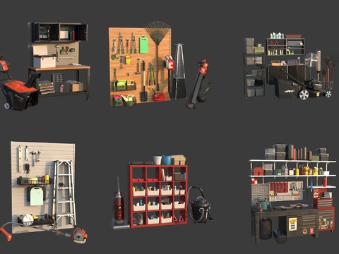  工具箱 工具架 除草机3d模型 