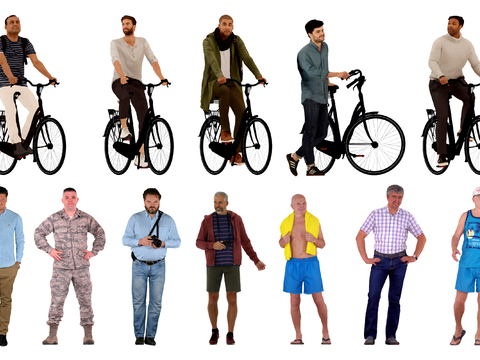  骑行人物 休闲男士 运动人物3d模型 