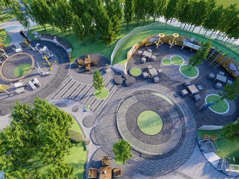  老年康养乐园 老年康体花园3d模型 