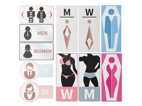  公共指示牌 公共厕所门牌 标识牌 公厕提示牌3d模型 