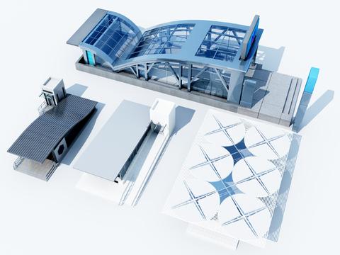  车库入口 停车场入口3d模型 