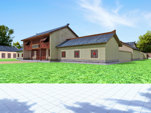  古建四合院 乡村民宿3d模型 