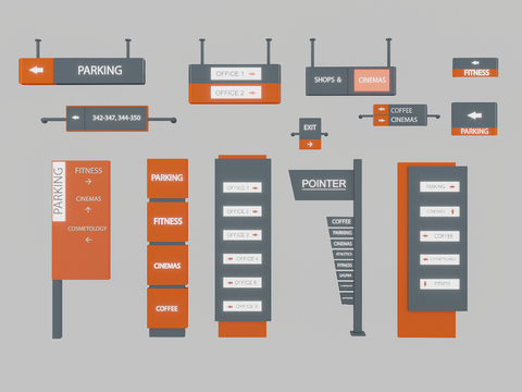  路牌 指示牌 导示牌3d模型 