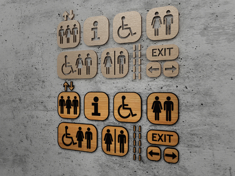  卫生间指示牌 导视牌 指引牌3d模型 