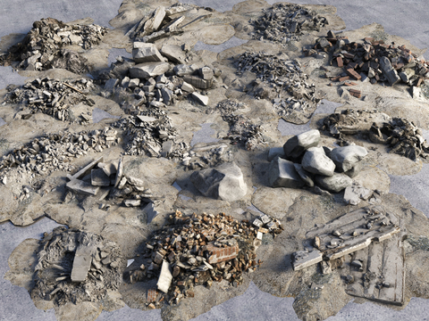  废墟石头 建筑废墟3d模型 