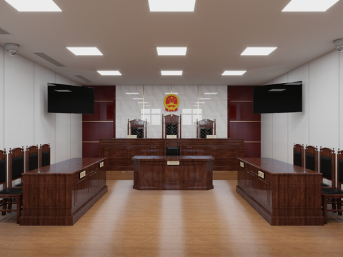  现代法院 法庭3d模型 
