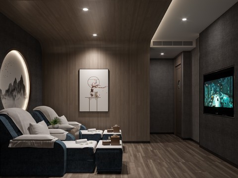  洗浴中心 足浴店 沐足包厢3d模型 