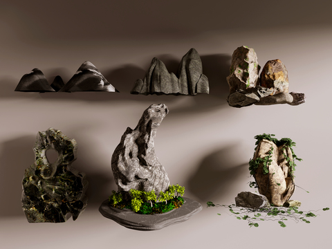  景观石 造景石 造景山3d模型 