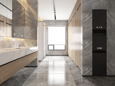  现代公共卫生间3d模型 