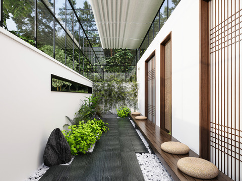  新中式庭院景观 庭院造景3d模型 