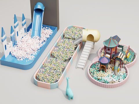  游乐设备 泡泡池 海洋池 滑滑梯3d模型 