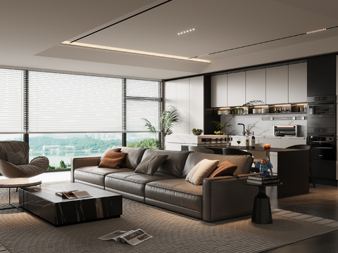  意式客餐厅3d模型 