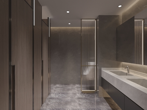  现代公共卫生间3d模型 