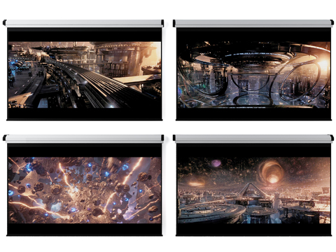  现代投影幕布3d模型 