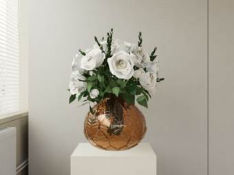 玻璃花瓶 花艺 插花 鲜花3d模型