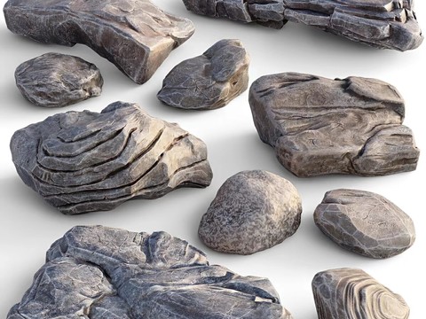  坚硬岩石3d模型 