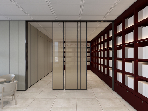  新中式阅读室3d模型 