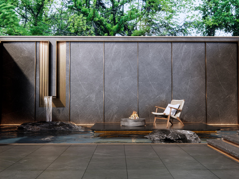  喷泉 水池小品3d模型 