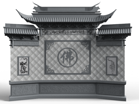  新中式景观牌坊小品3d模型 