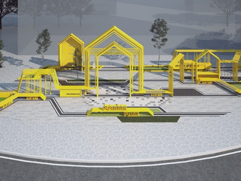  口袋公园 景观公园3d模型 