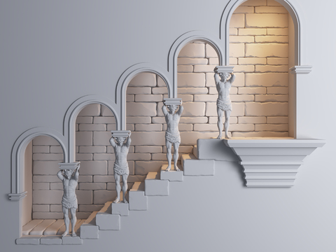  希腊神庙外长廊3d模型 