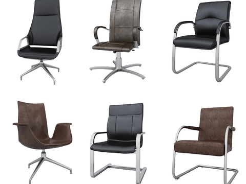  皮革办公椅 班前椅 职员椅 老板椅3d模型 