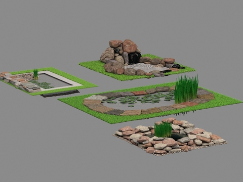  花园水池3d模型 