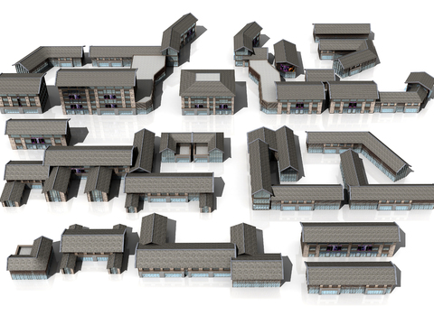  新中式 商业街 商业 商场3d模型 