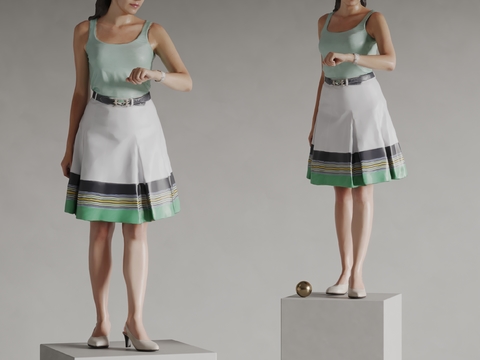  美女 人物站姿 模特3d模型 