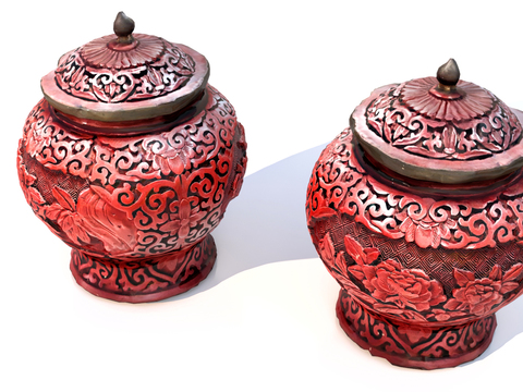  新中式陶罐 瓷器 文物 器皿3d模型 