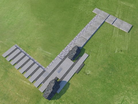  园路铺地 汀步 青石板3d模型 