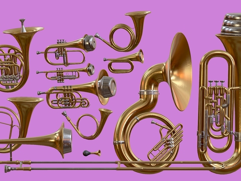  民族乐器 萨克斯 管弦乐器3d模型 