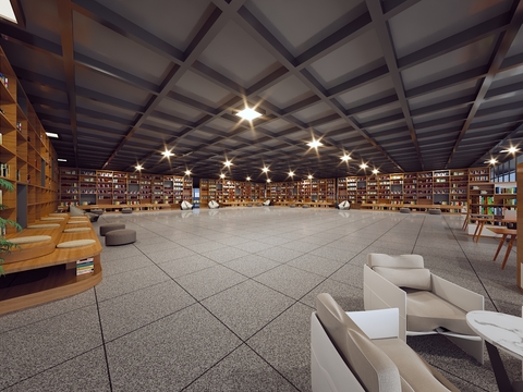  图书馆大厅3d模型 