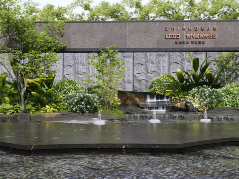  景观小品 假山水景 跌水景墙3d模型 