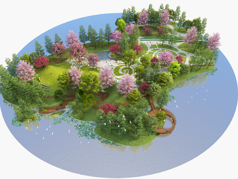  现代园林景观3d模型 