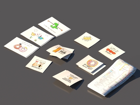  纸张 画 彩画3d模型 