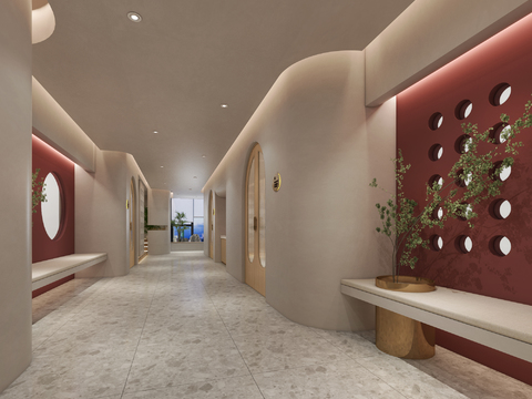  培训中心走廊 过道3d模型 