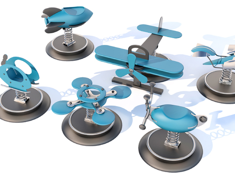  游乐设施 摇摇椅 陀螺椅 弹簧椅3d模型 