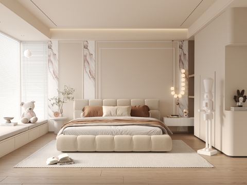 奶油风卧室 主卧 主人房3d模型