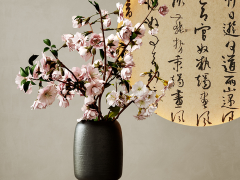 新中式花瓶 花艺 鲜花 插花3d模型