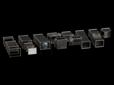  通风管道 空调管道 管道零件3d模型 