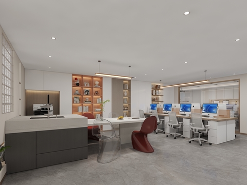  现代办公室 茶水间3d模型 