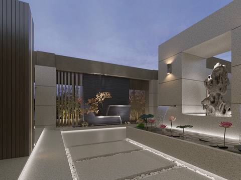  新中式屋顶花园33d模型 