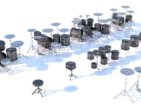  乐器 架子鼓3d模型 