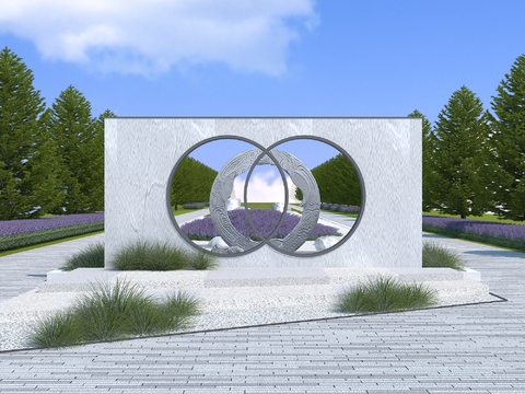  园林景墙 公园景墙3d模型 