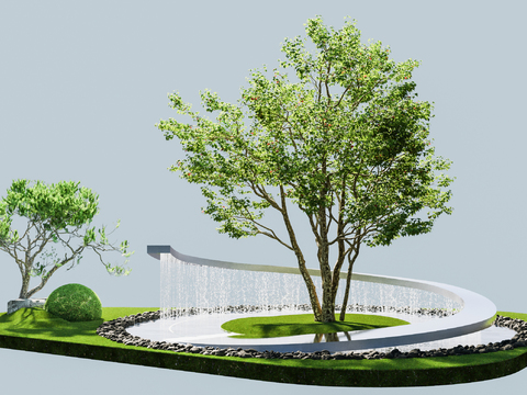  水幕景观 叠水造景3d模型 